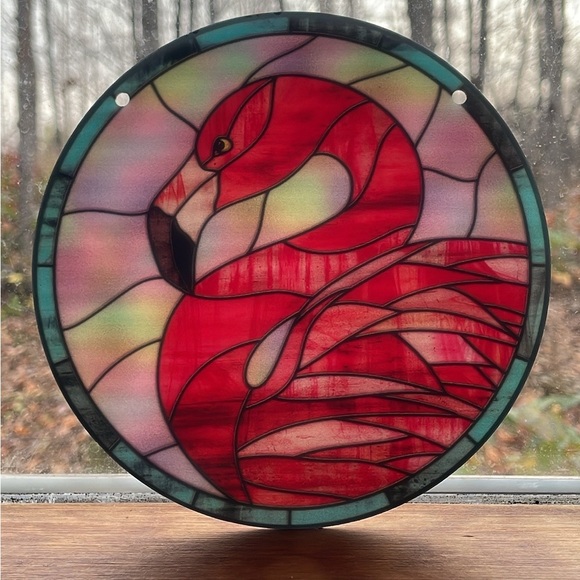 Suncatcher Acrylic Pink Flamingo Bird 6” Decorative Gift Beach House Cottage - Picture 3 of 3